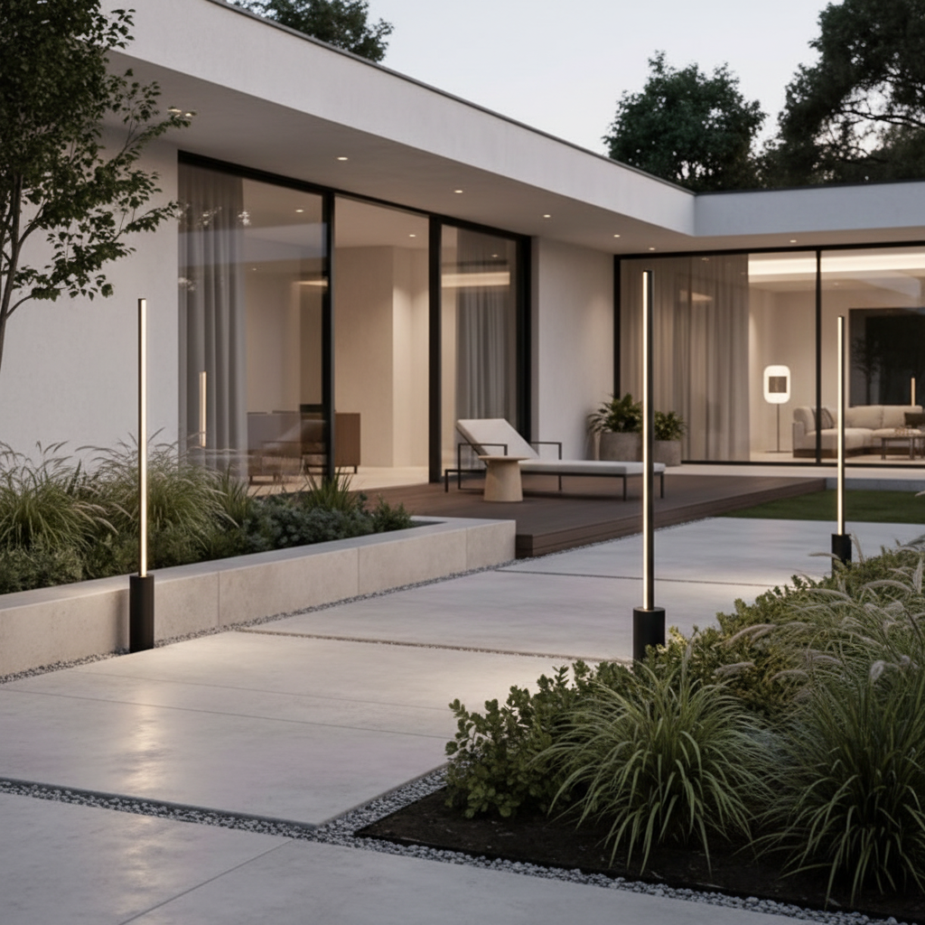 Stainless Steel IP65 Contemporary Outdoor Garden Floor Lamp — Acrylic Shade