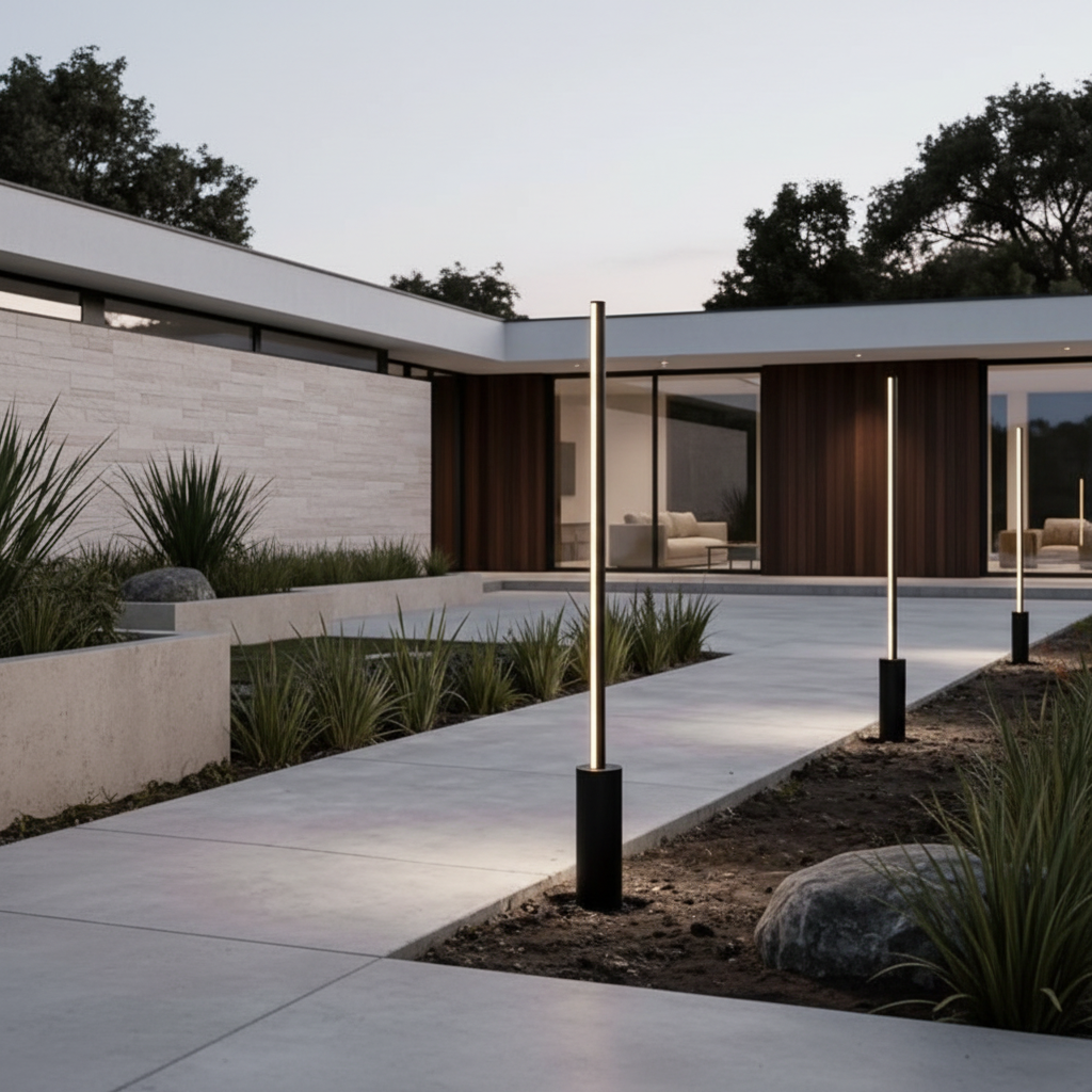 Stainless Steel IP65 Contemporary Outdoor Garden Floor Lamp — Acrylic Shade