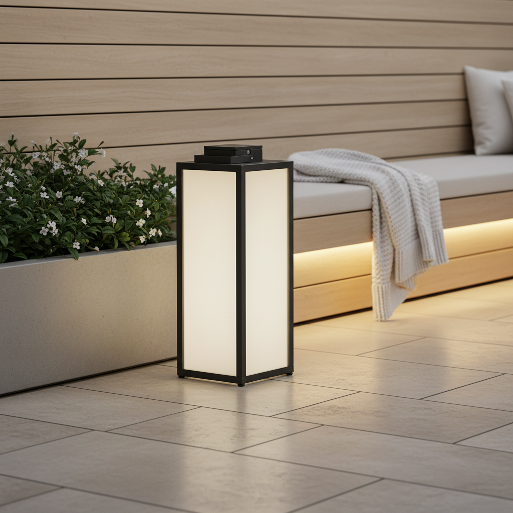Stainless Steel Square Solar Portable Lantern — IP65 Camping Garden