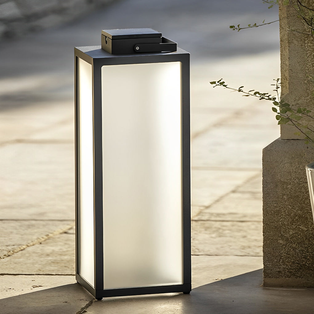 Stainless Steel Square Solar Portable Lantern — IP65 Camping Garden