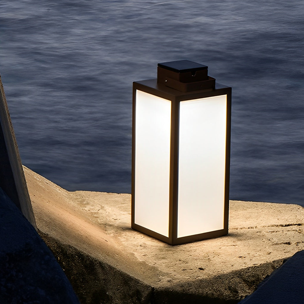 Stainless Steel Square Solar Portable Lantern — IP65 Camping Garden