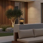 Stone Effect Aluminium Solar Pillar Light — Warm White Waterproof Garden