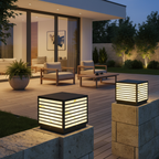 Stone Effect IP65 Marble Shade Solar Garden Pillar Light — Warm White