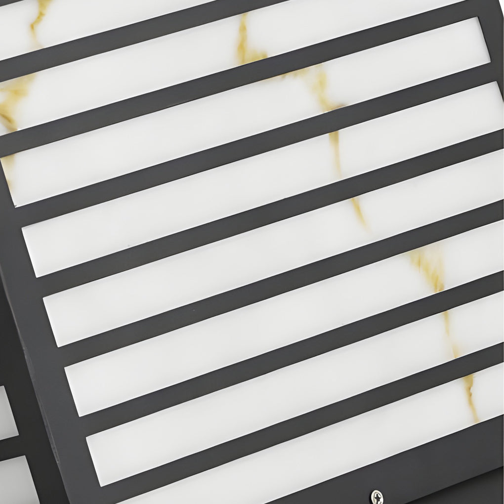 Stone Effect IP65 Marble Shade Solar Garden Pillar Light — Warm White