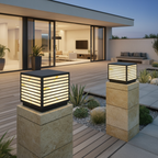 Stone Effect IP65 Marble Shade Solar Garden Pillar Light — Warm White
