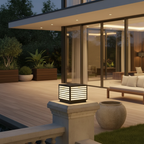 Stone Effect IP65 Marble Shade Solar Garden Pillar Light — Warm White