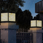 Stone Effect IP65 Marble Shade Solar Garden Pillar Light — Warm White