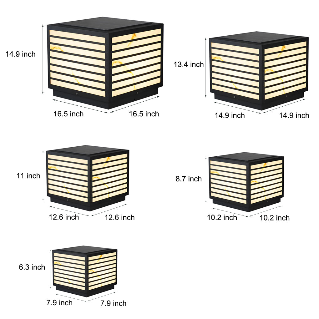 Stone Effect IP65 Marble Shade Solar Garden Pillar Light — Warm White