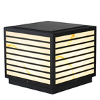 Stone Effect IP65 Marble Shade Solar Garden Pillar Light — Warm White