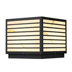 Stone Effect IP65 Marble Shade Solar Garden Pillar Light — Warm White