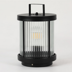 Luminara | Elegant Striped Glass Outdoor Solar Lantern with Candlelight Effect 6