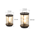 Luminara | Elegant Striped Glass Outdoor Solar Lantern with Candlelight Effect 8