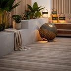 Taupe Solar Globe Outdoor Lantern — Hardwired Option Chic Patio Garden
