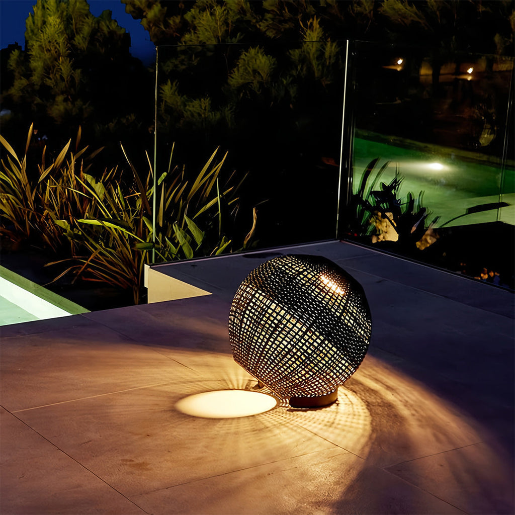 Taupe Solar Globe Outdoor Lantern — Hardwired Option Chic Patio Garden