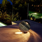 Taupe Solar Globe Outdoor Lantern — Hardwired Option Chic Patio Garden
