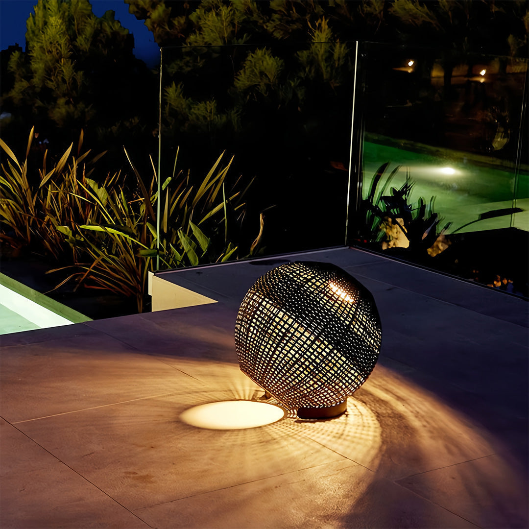 Taupe Solar Globe Outdoor Lantern — Hardwired Option Chic Patio Garden