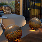 Taupe Solar Globe Outdoor Lantern — Hardwired Option Chic Patio Garden
