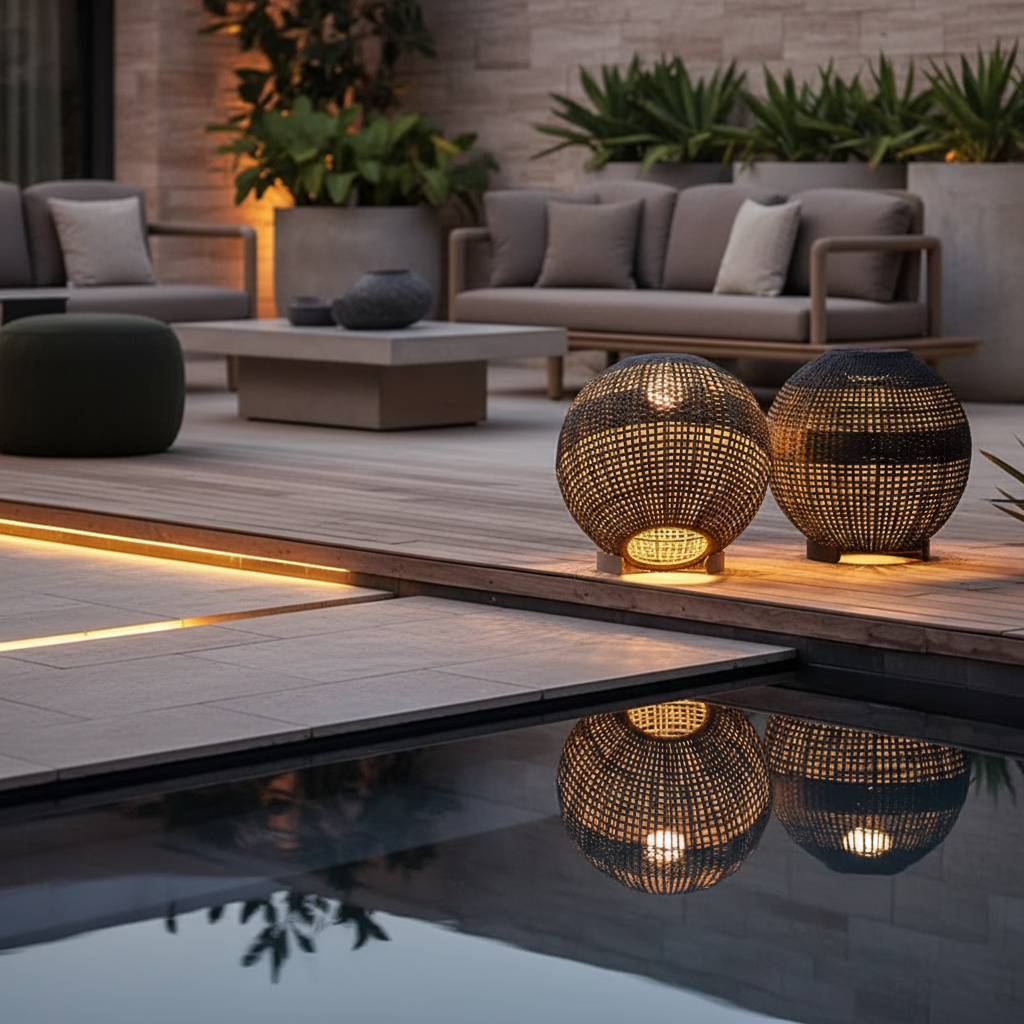 Taupe Solar Globe Outdoor Lantern — Hardwired Option Chic Patio Garden