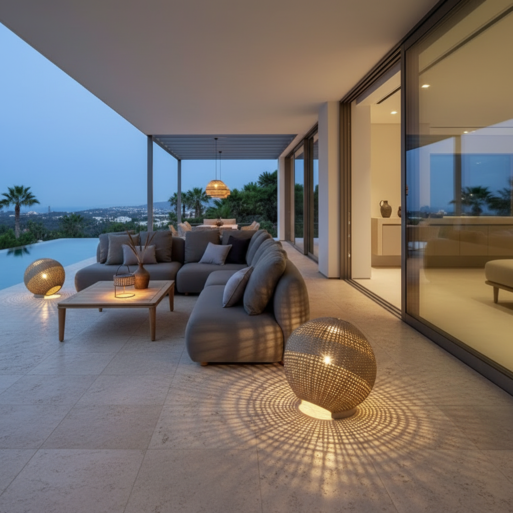 Taupe Solar Globe Outdoor Lantern — Hardwired Option Chic Patio Garden