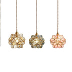 Transparent Blue Floral Glass Pendant Light — Adjustable Artistic Kitchen