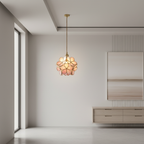 Transparent Blue Floral Glass Pendant Light — Adjustable Artistic Kitchen