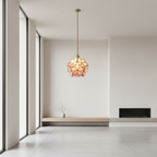 Transparent Blue Floral Glass Pendant Light — Adjustable Artistic Kitchen