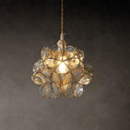 Transparent Blue Floral Glass Pendant Light — Adjustable Artistic Kitchen