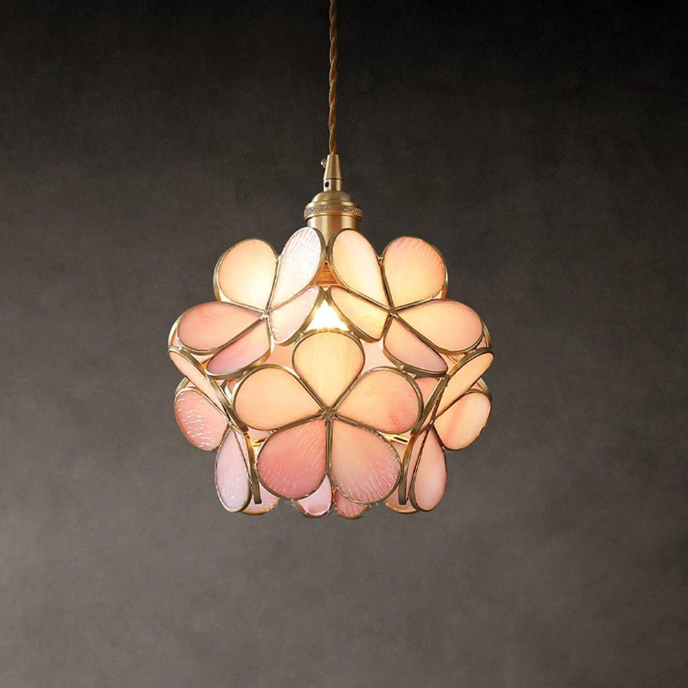 Transparent Blue Floral Glass Pendant Light — Adjustable Artistic Kitchen