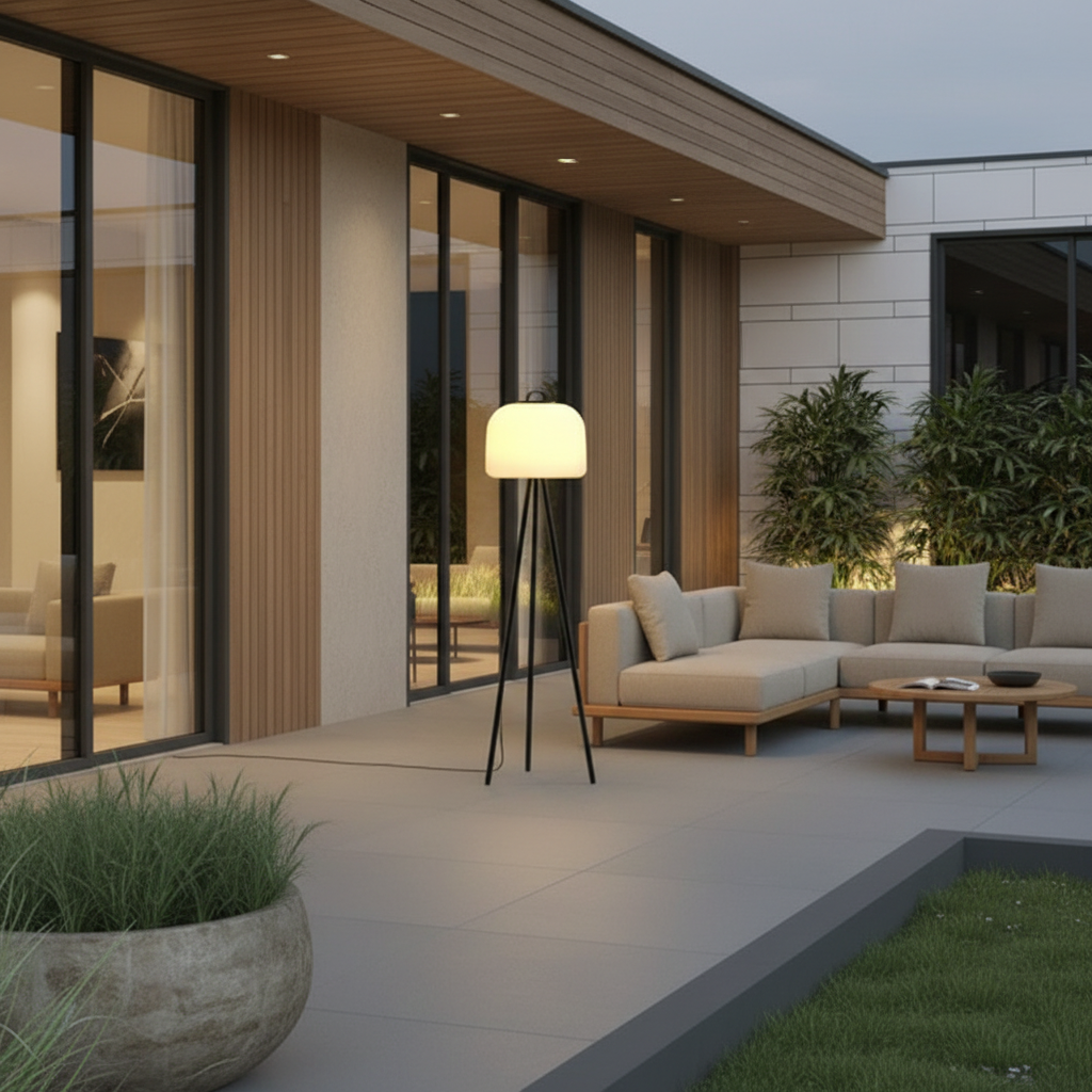 USB Rechargeable IP65 Outdoor Floor Lamp — Soft Glow Stainless Steel