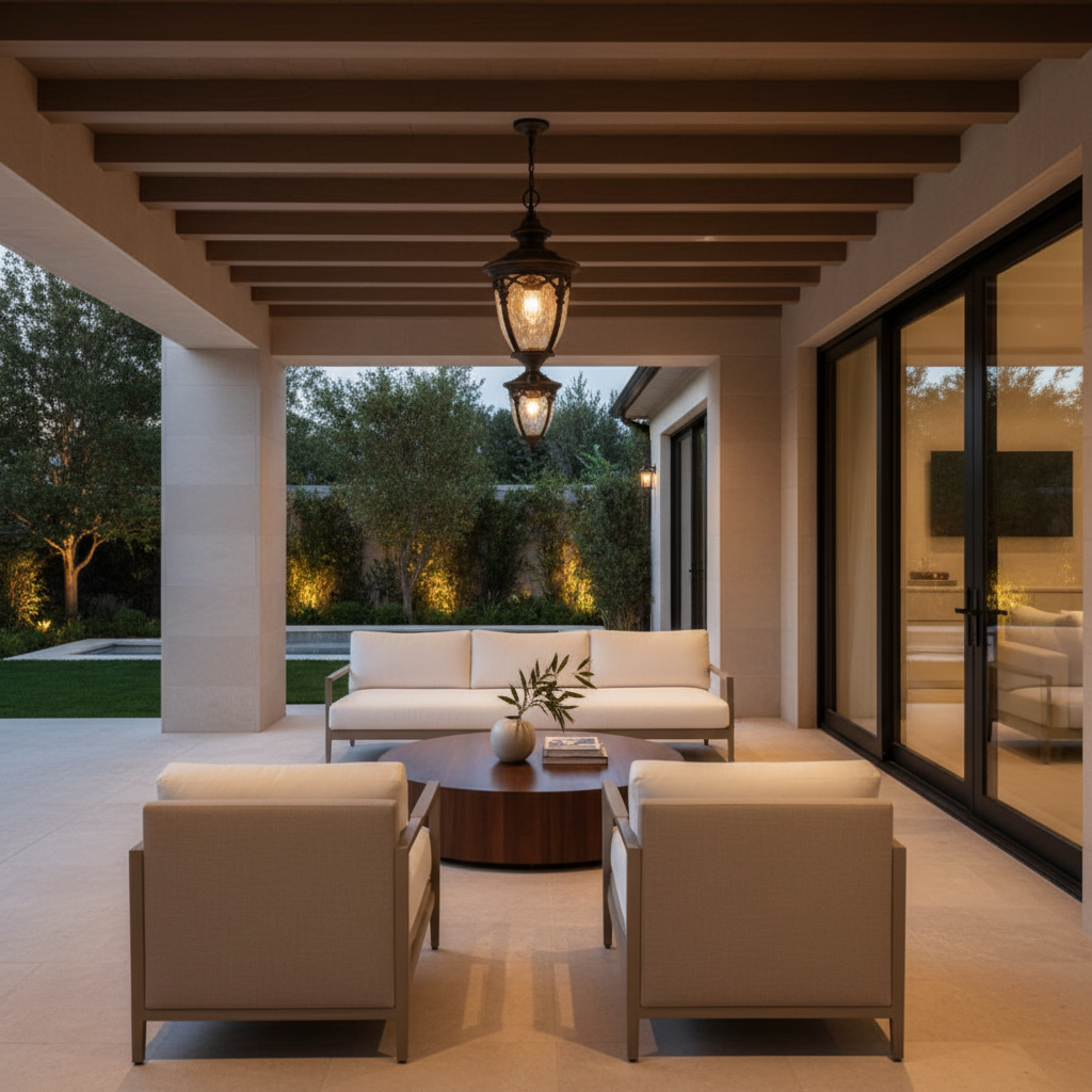 Vintage Aluminium Outdoor Pendant Wall Light — Adjustable Chain Energy Saving