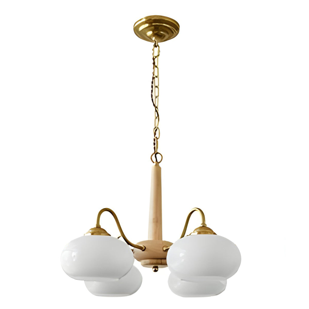 Walnut Brass 4-Light Contemporary LED Ceiling Chandelier — Elegant