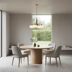 Walnut Brass 4-Light Contemporary LED Ceiling Chandelier — Elegant