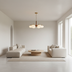 Walnut Brass 4-Light Contemporary LED Ceiling Chandelier — Elegant