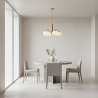 Walnut Brass 4-Light Contemporary LED Ceiling Chandelier — Elegant
