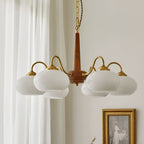 Walnut Brass 4-Light Contemporary LED Ceiling Chandelier — Elegant