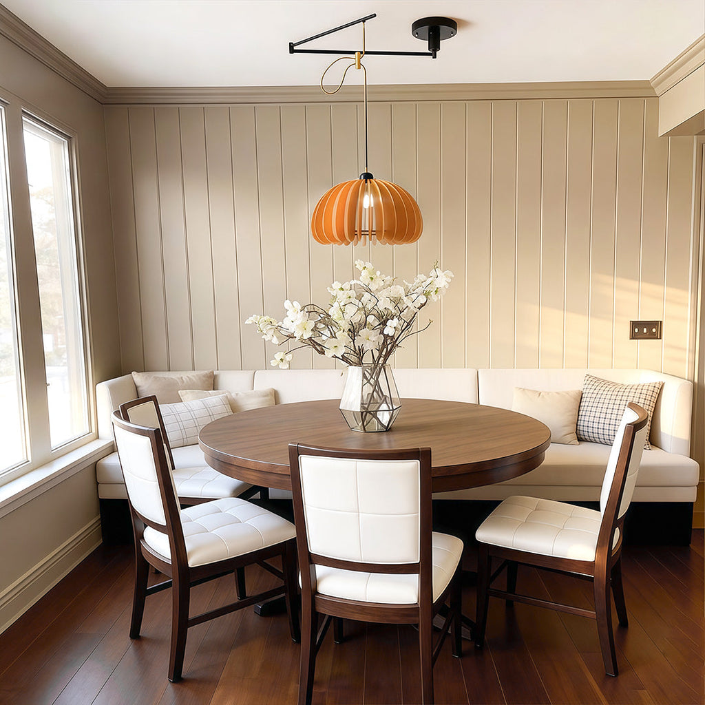 Walnut Umbrella Japanese Style E27 Pendant Light — Adjustable Dimmable