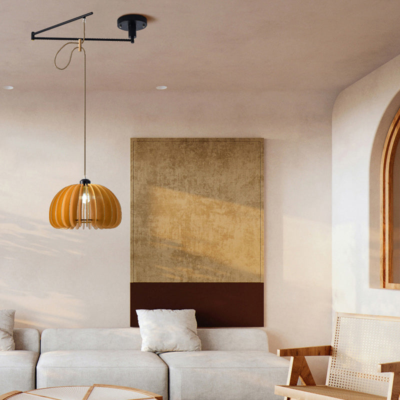 Walnut Umbrella Japanese Style E27 Pendant Light — Adjustable Dimmable