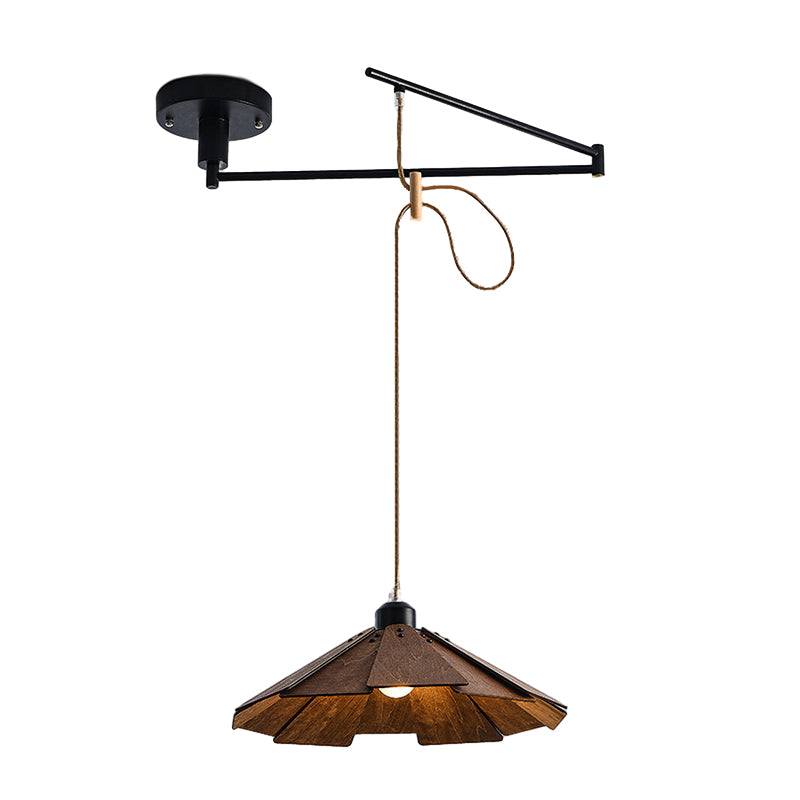 Walnut Umbrella Japanese Style E27 Pendant Light — Adjustable Dimmable
