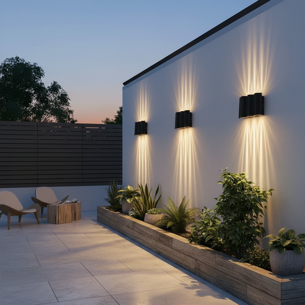 Wavy Dual Beam LED Outdoor Wall Light — White Waterproof Aluminium