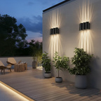 Wavy Dual Beam LED Outdoor Wall Light — White Waterproof Aluminium