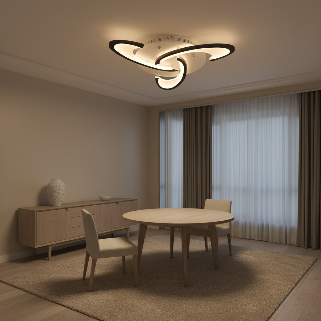 White 3-Light Flower Geometric Adjustable LED Flush Mount Ceiling Light
