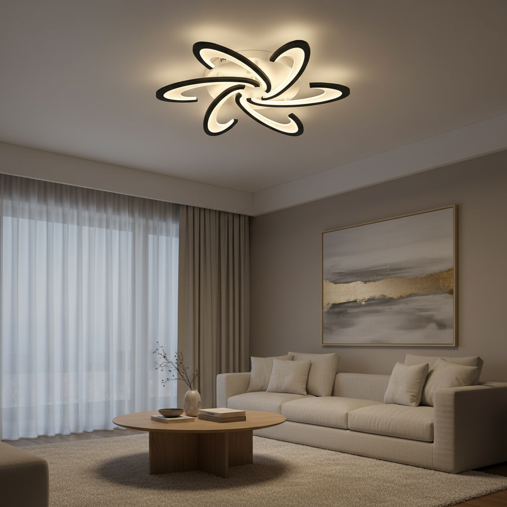 White 3-Light Flower Geometric Adjustable LED Flush Mount Ceiling Light
