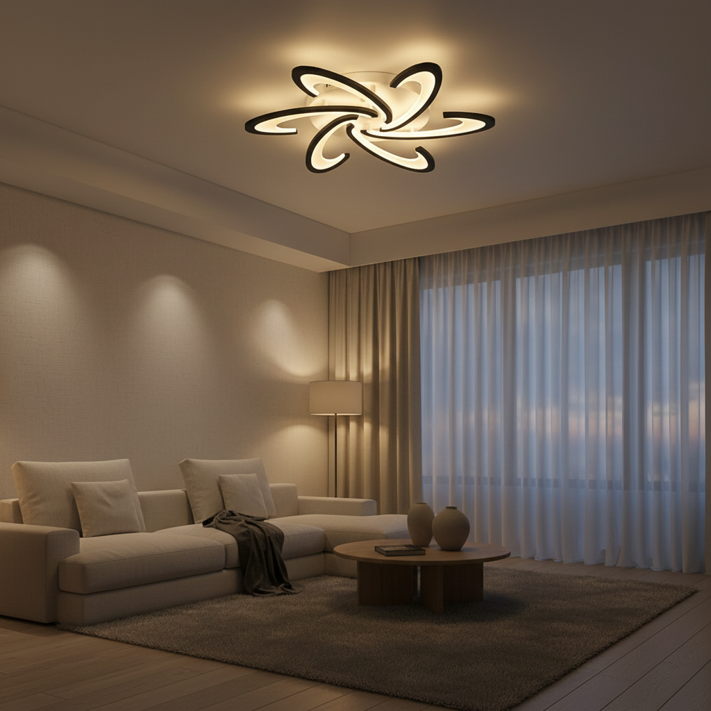 White 3-Light Flower Geometric Adjustable LED Flush Mount Ceiling Light