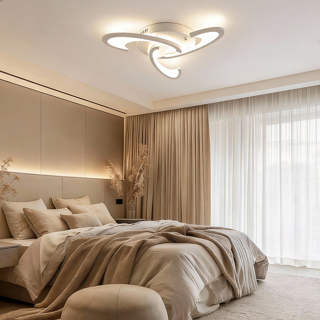 White 3-Light Flower Geometric Adjustable LED Flush Mount Ceiling Light