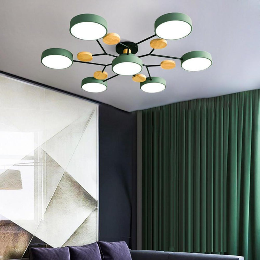 White 4-Light Artistic Adjustable LED Semi Flush Mount Ceiling Light