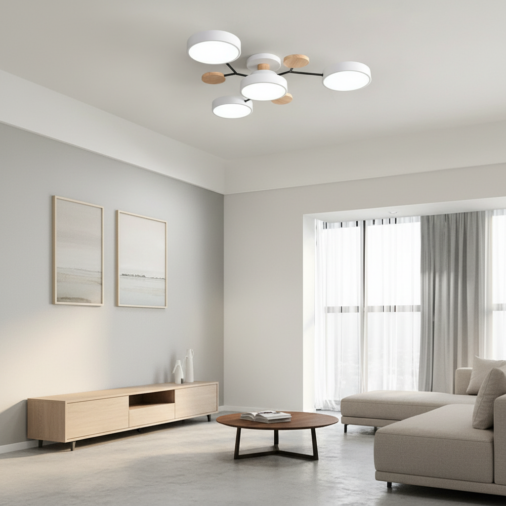 White 4-Light Artistic Adjustable LED Semi Flush Mount Ceiling Light