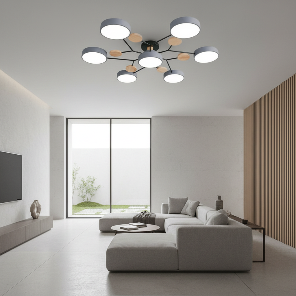 White 4-Light Artistic Adjustable LED Semi Flush Mount Ceiling Light