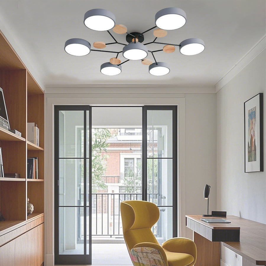 White 4-Light Artistic Adjustable LED Semi Flush Mount Ceiling Light
