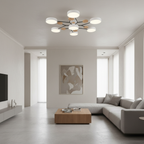 White 4-Light Artistic Adjustable LED Semi Flush Mount Ceiling Light