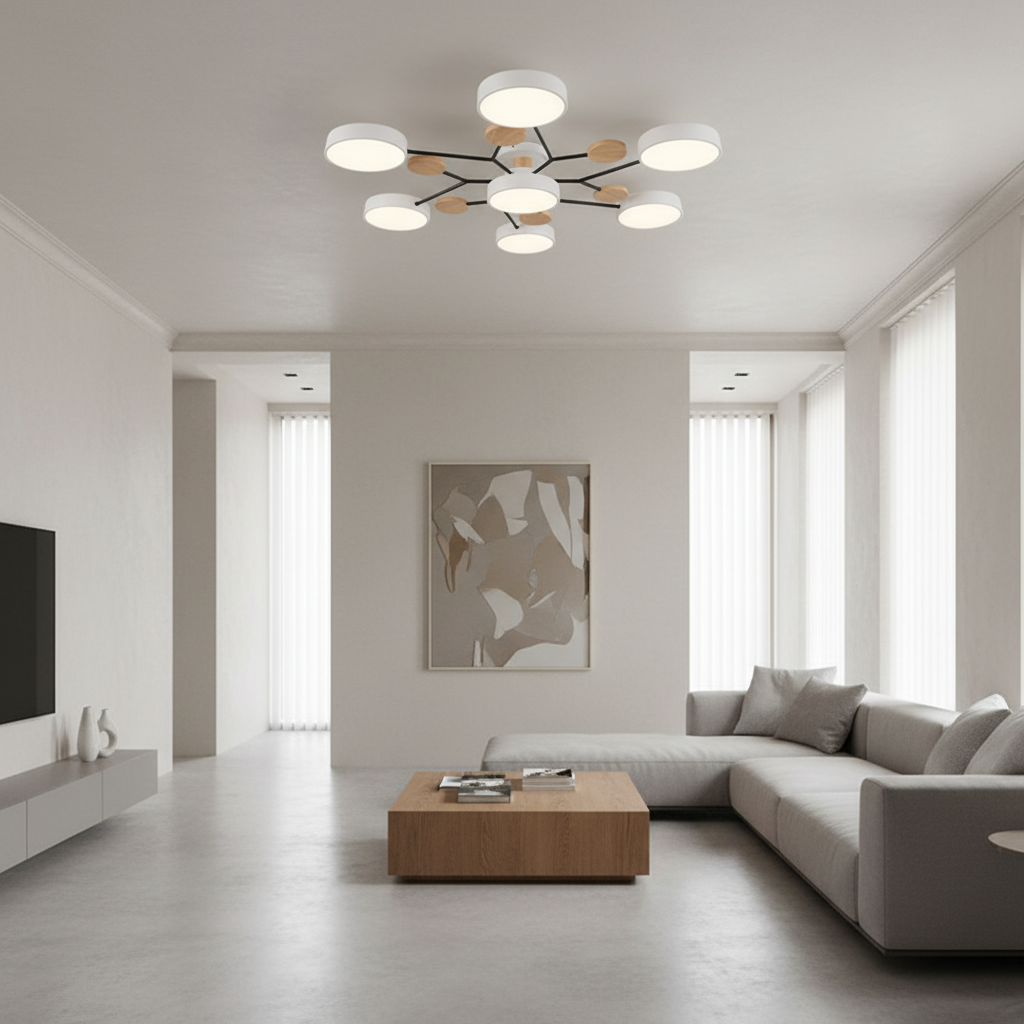 White 4-Light Artistic Adjustable LED Semi Flush Mount Ceiling Light